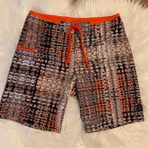 PrAna NWOT Men’s 33 Waist Catalyst Boardshorts Gravel Ripple Orange Brown Beach
